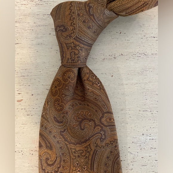 BROOKS BROTHERS MAKERS Hand Made in USA Vintage Paisley Silk Tie Brown (Multi) - Picture 3 of 6